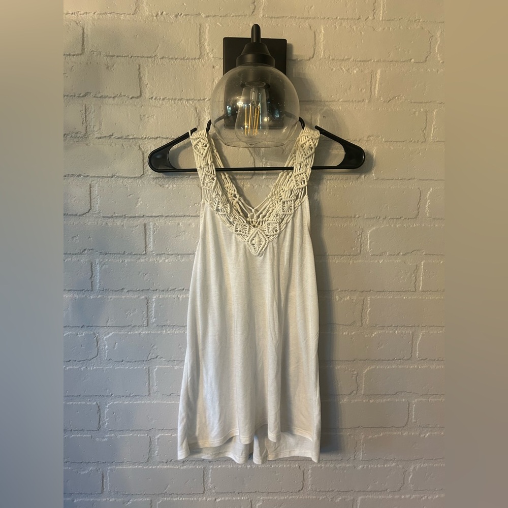 American Eagle Outfitters Cream Crochet Tank Top